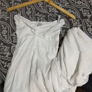Elegant White Off-Shoulder Dress 100% Peruvian Cotton